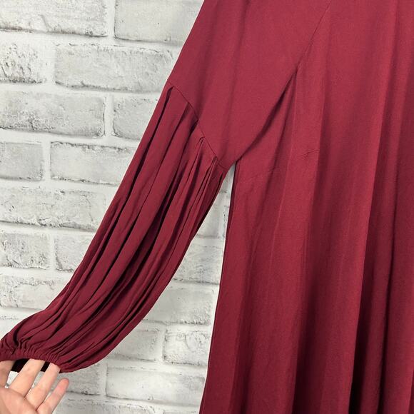 Free People Drift Away Tunic Mini Dress Wine Cold Shoulder Sz S NEW - Picture 4 of 11